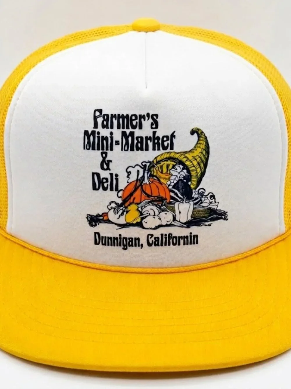 Retro Farmers Mini Market Foam Trucker Hat Yellow White Rope Snapback Cap New